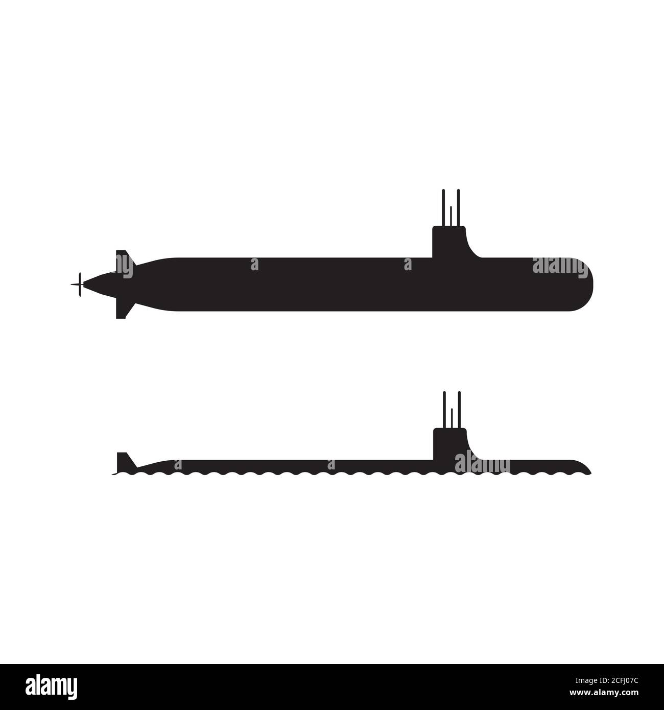 Submarine Icon. Clip Art Pictogram Depicting Whole and Underwater Military Submarine Vessel. EPS Vector Stock Vector