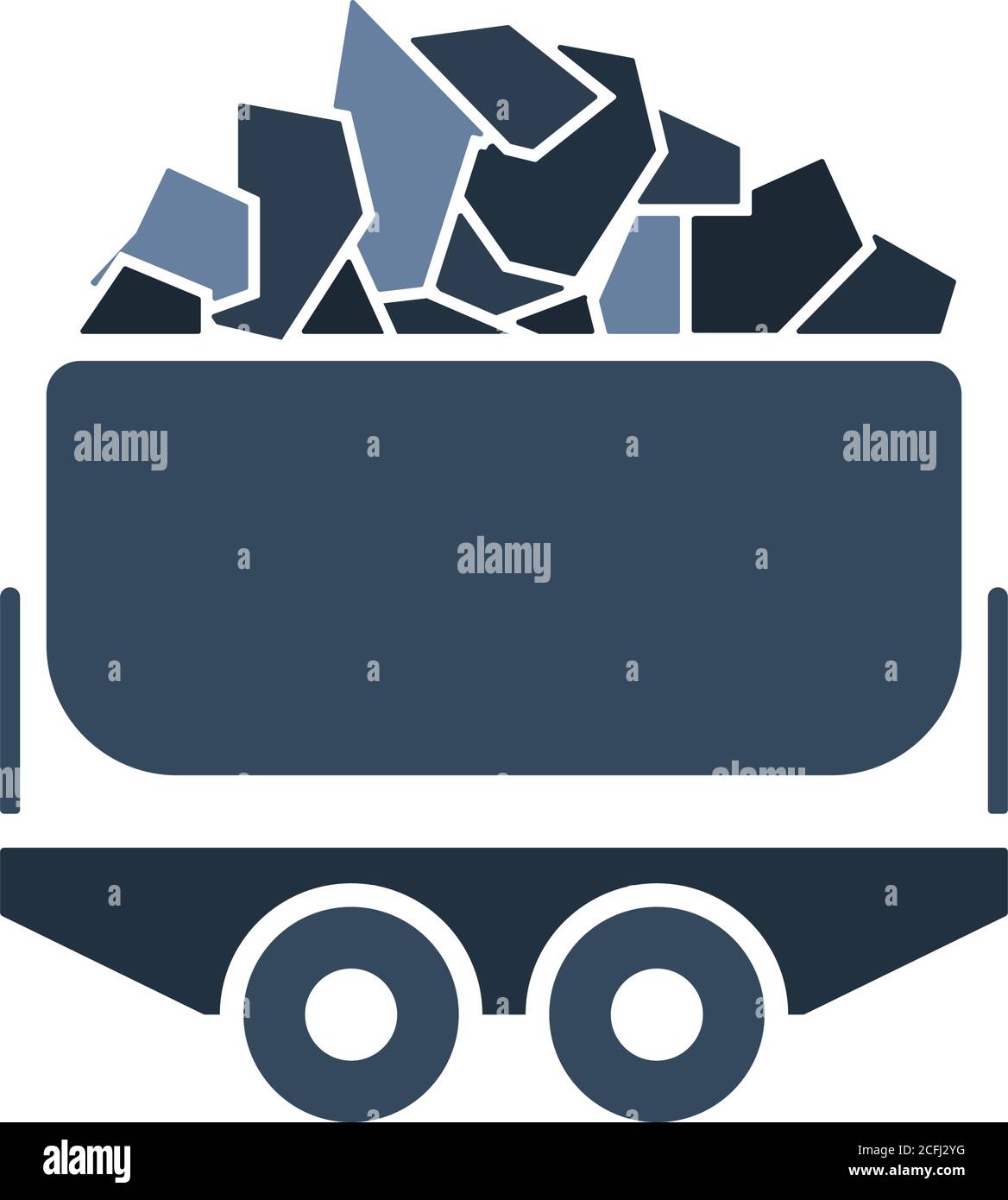 Mine Coal Trolley Icon. Flat Color Design. Vector Illustration. Stock Vector