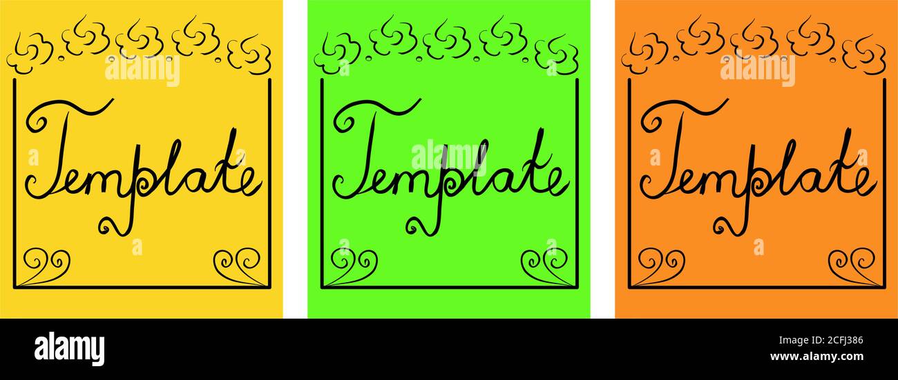 Trendy vector design templates in minimal style. Hand drawing background for holiday. Set frame with blank copy space for text, banner color Stock Vector