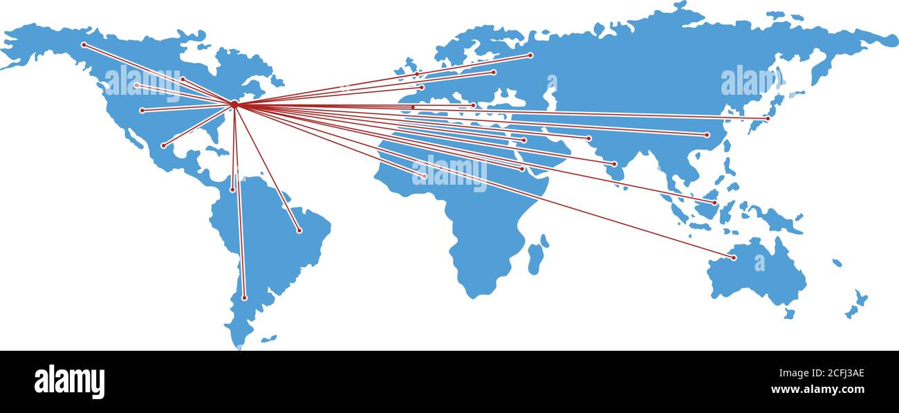 Map With Directions To All Part Of The World. Flat Color Design. Vector ...