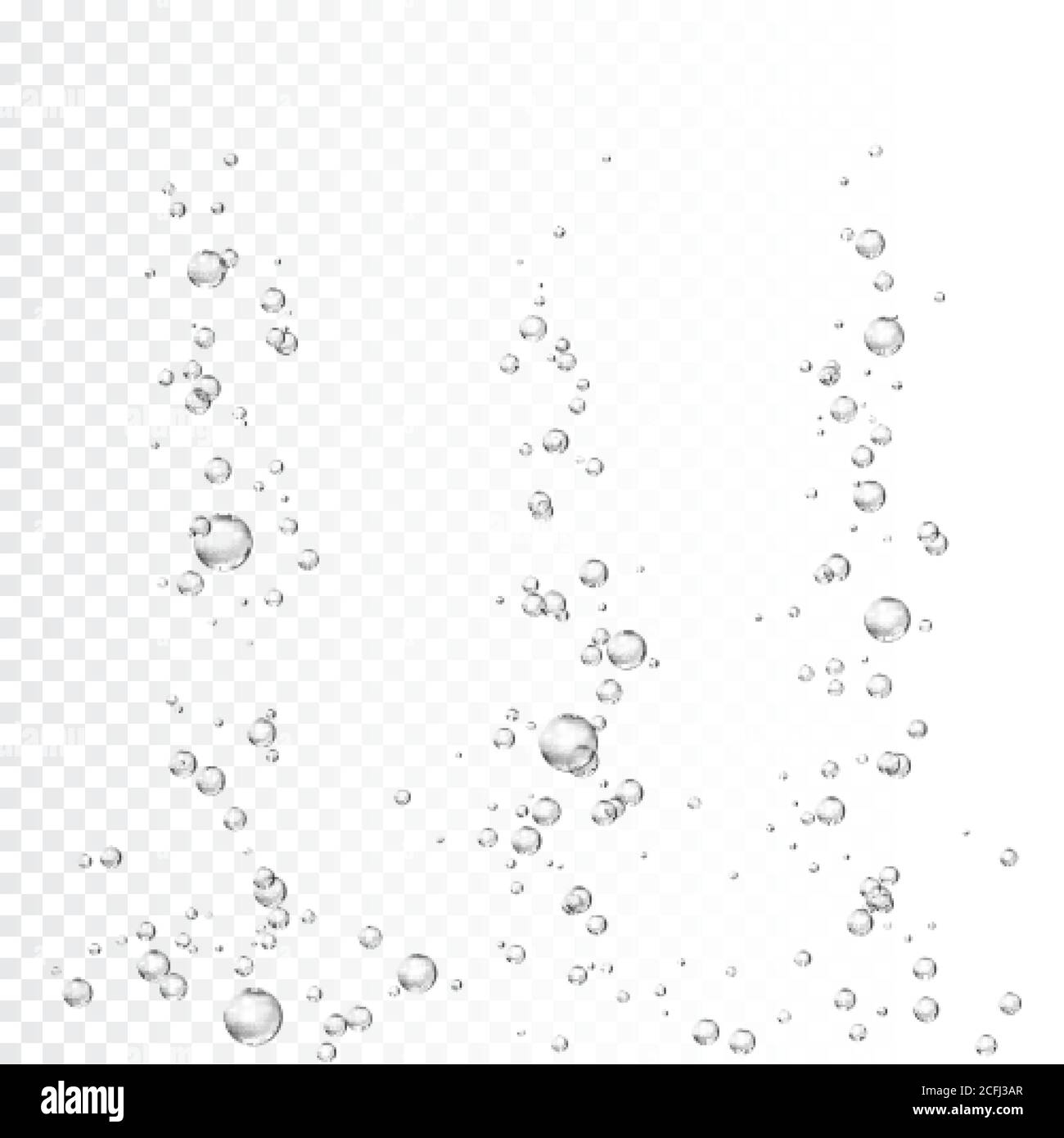 Air bubbles stream. Soapy bubbles. Realistic water drops. Vector Stock Vector
