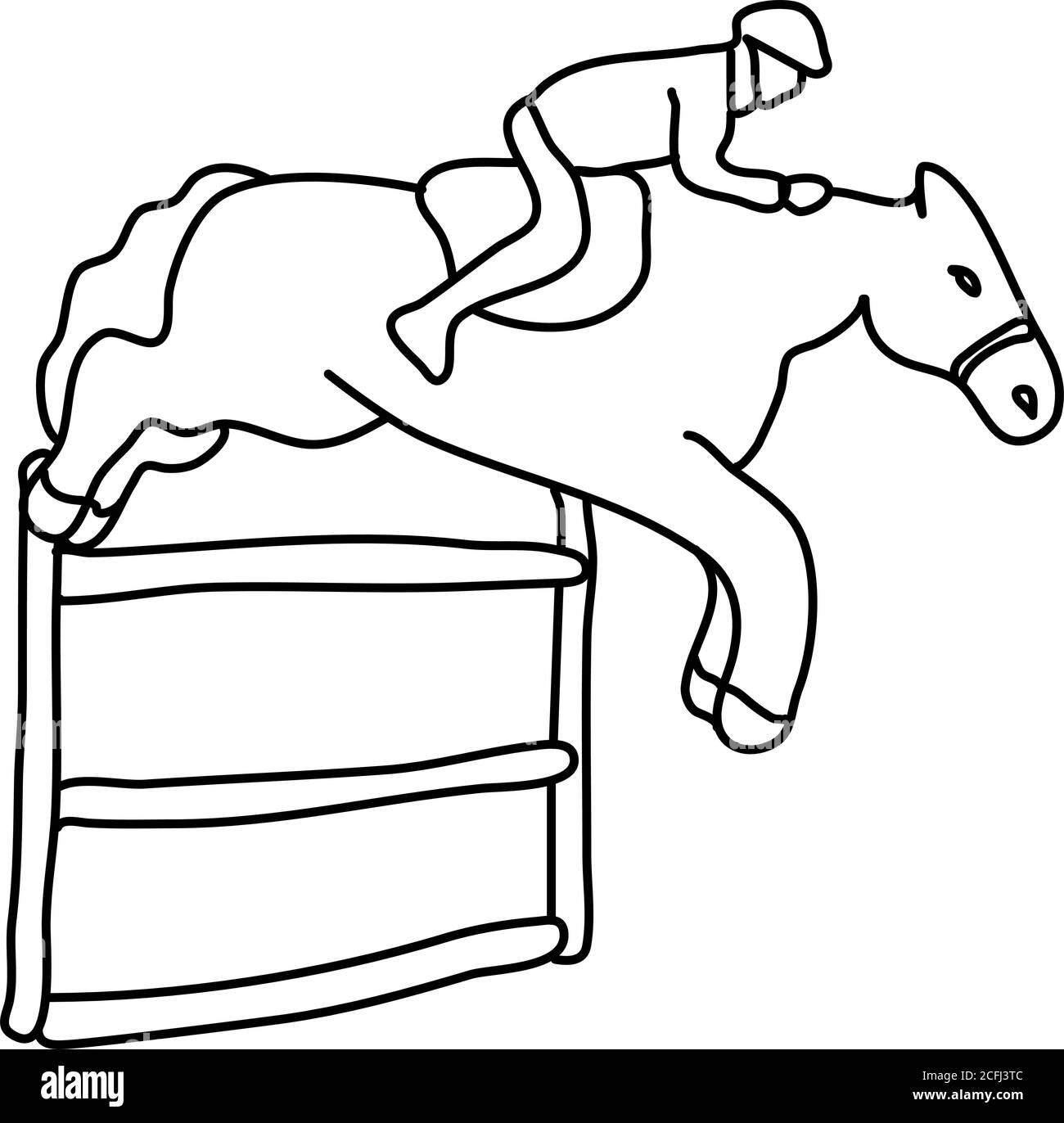 Horseback Riding, hippodrome. Active lifestyle, sport, horse. Vector sketch illustration design Stock Vector