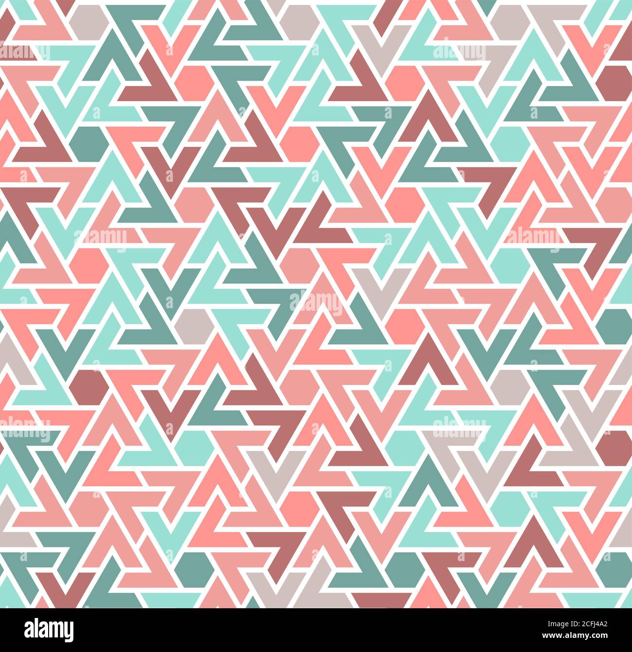 Coral color seamless geometric pattern. Vector repeating pattern for ...