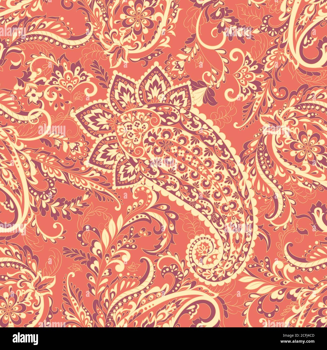 Seamless pattern with paisley ornament. Vector illustration Stock ...