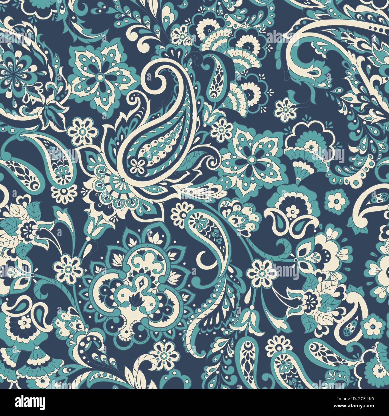 Floral seamless pattern with paisley ornament Stock Vector Image & Art ...