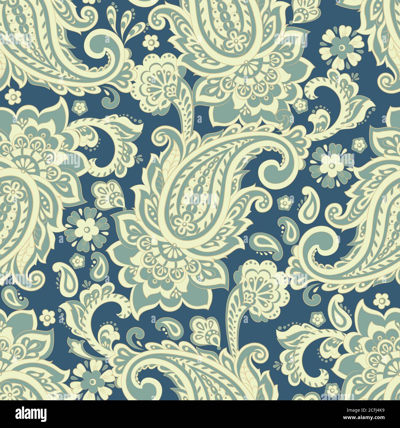 Floral seamless pattern with paisley ornament. Vector illustration in ...