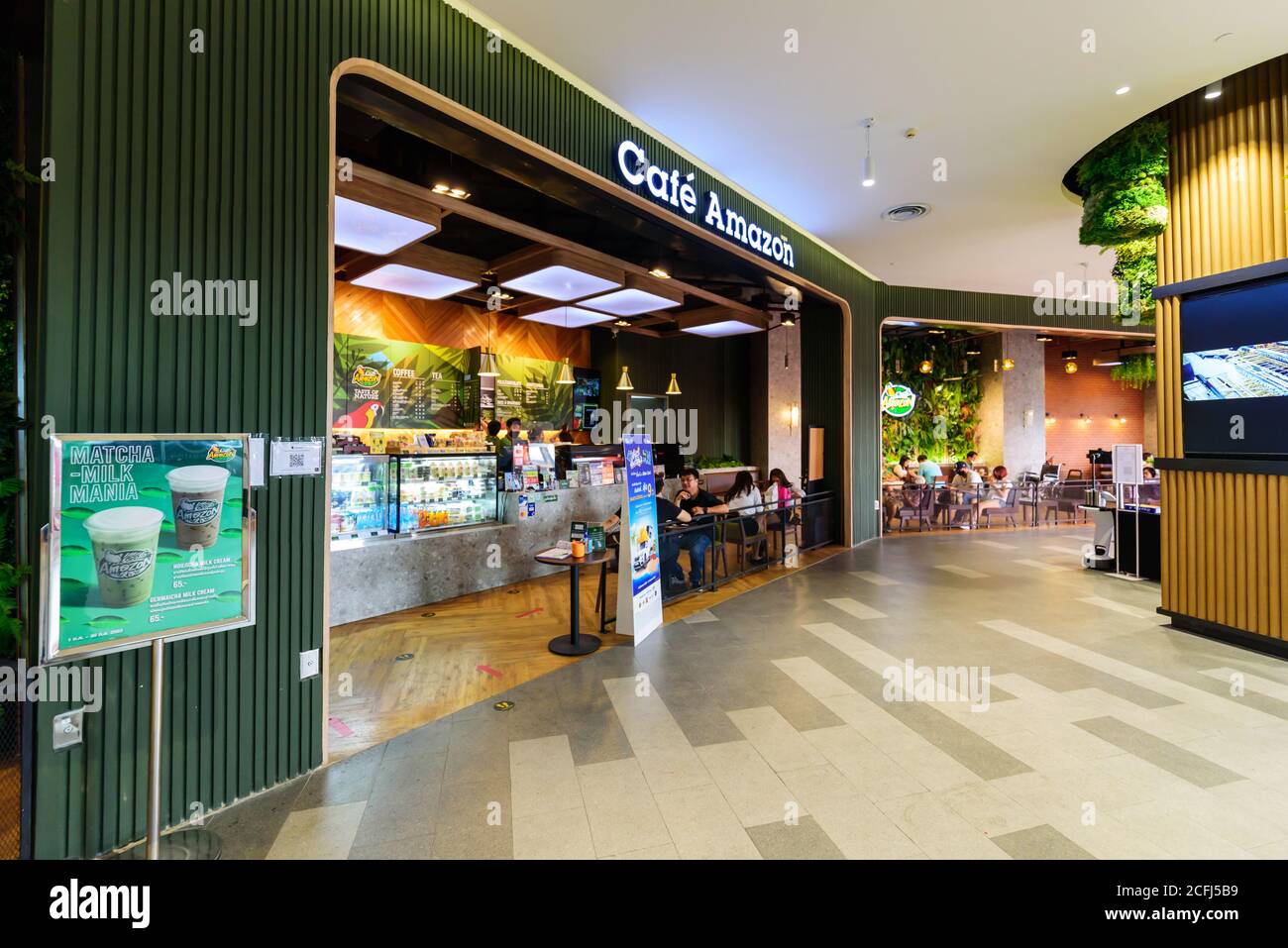 Bangkok, Thailand - 2 September, 2020 : amazon coffee shop brance inside at The mall Bangkae shpping mall Stock Photo