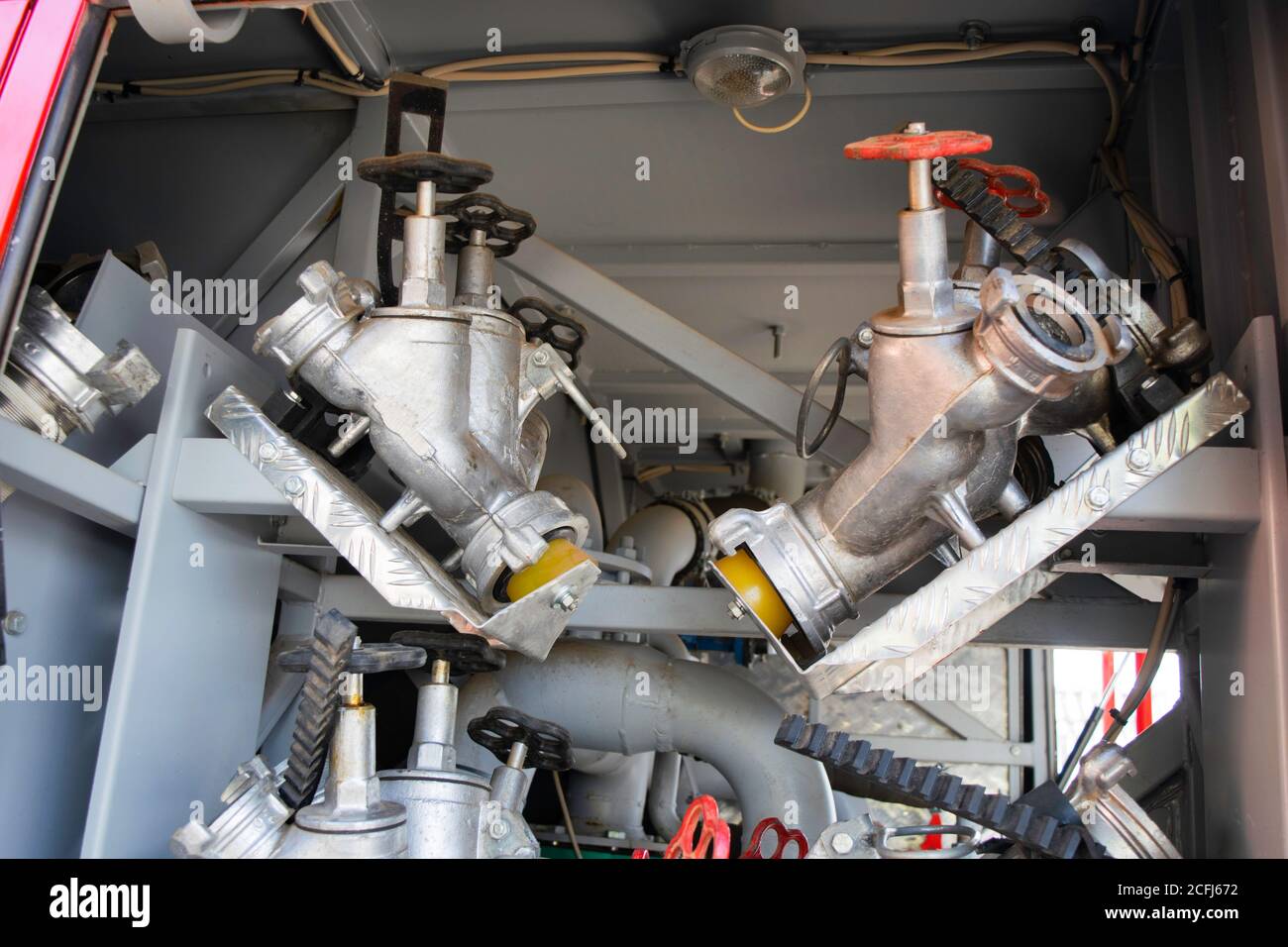 three-way fire springs are mounted on mounts in the fire truck ...