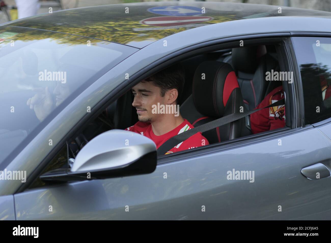 Monza, Italy. 05th Sep, 2020. Monza, Italy: Driver Charles Leclerc In the car in his Ferrari with his girlfriend Charlotte Sinè after qualifying for the Formula 1 Monza Grand Prix. (Photo by Luca Ponti/Pacific Press) Credit: Pacific Press Media Production Corp./Alamy Live News Stock Photo