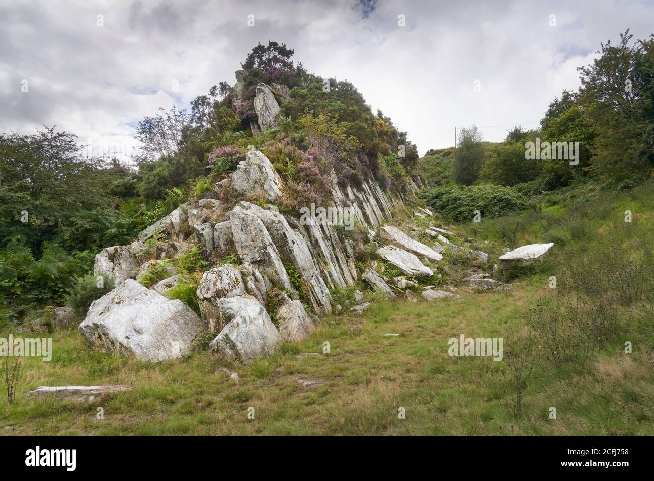 Craig Rhos-y-Felin, Pont Saeson. Crosswell, Pembrokeshire, where some Stonehenge bluestones were quarried Stock Photo