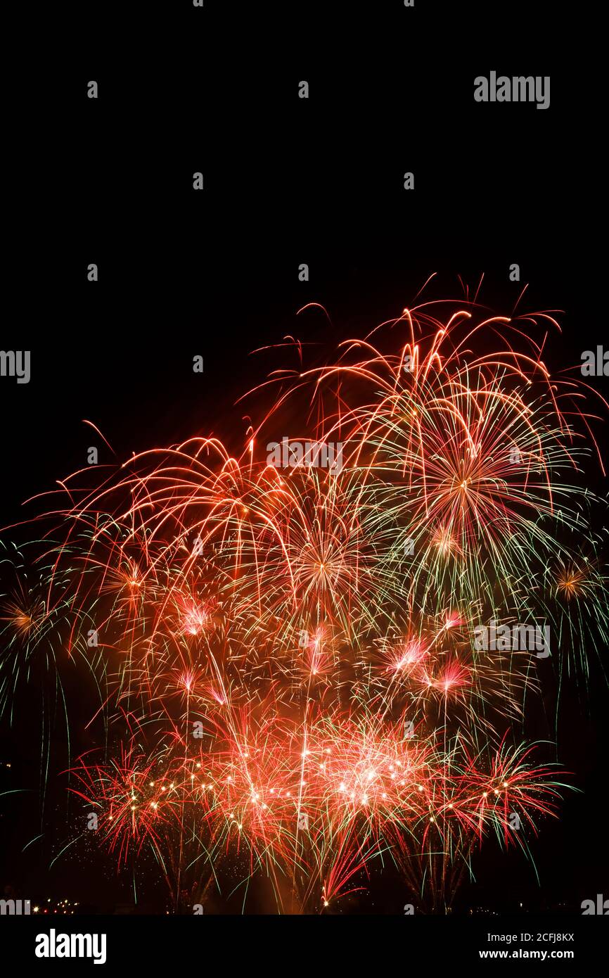 Colorful fireworks in black background Stock Photo
