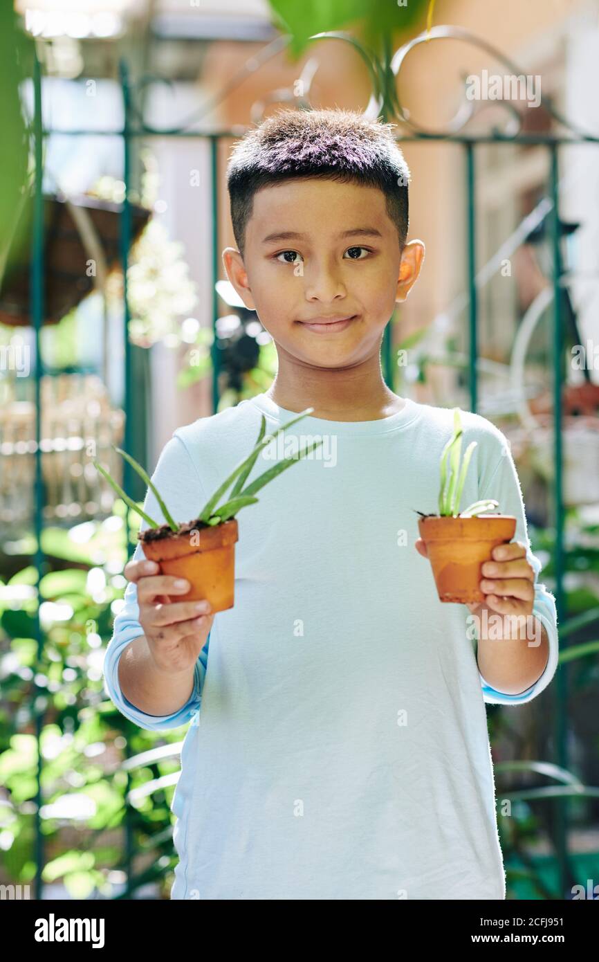 Boy enjoying gardening Stock Photo