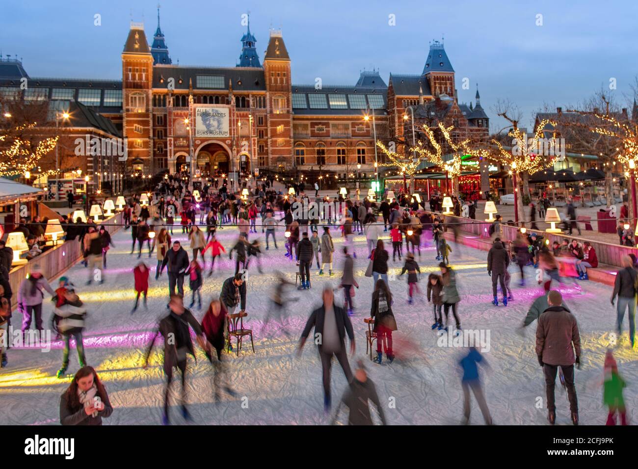 The Netherlands, Amsterdam, Museum square. Artificial ice skating rink