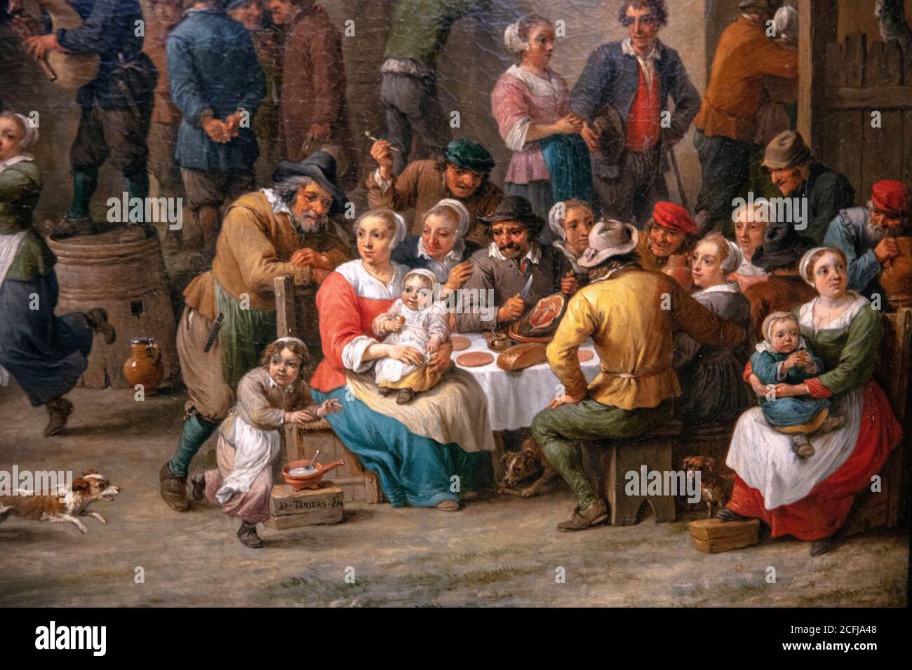 The Netherlands, Amsterdam, Rijksmuseum. Peasant Kermis (country festival). David Teniers. c. 1665. Detail. Stock Photo