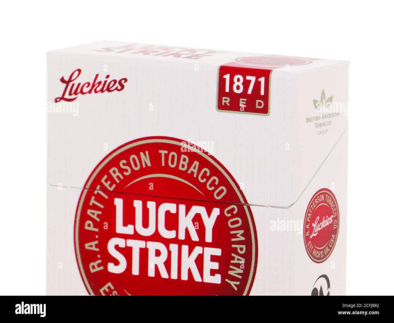 BUCHAREST, ROMANIA - APRIL 8, 2017. Lucky Strike Cigarette pack owned by the British American Tobacco Stock Photo