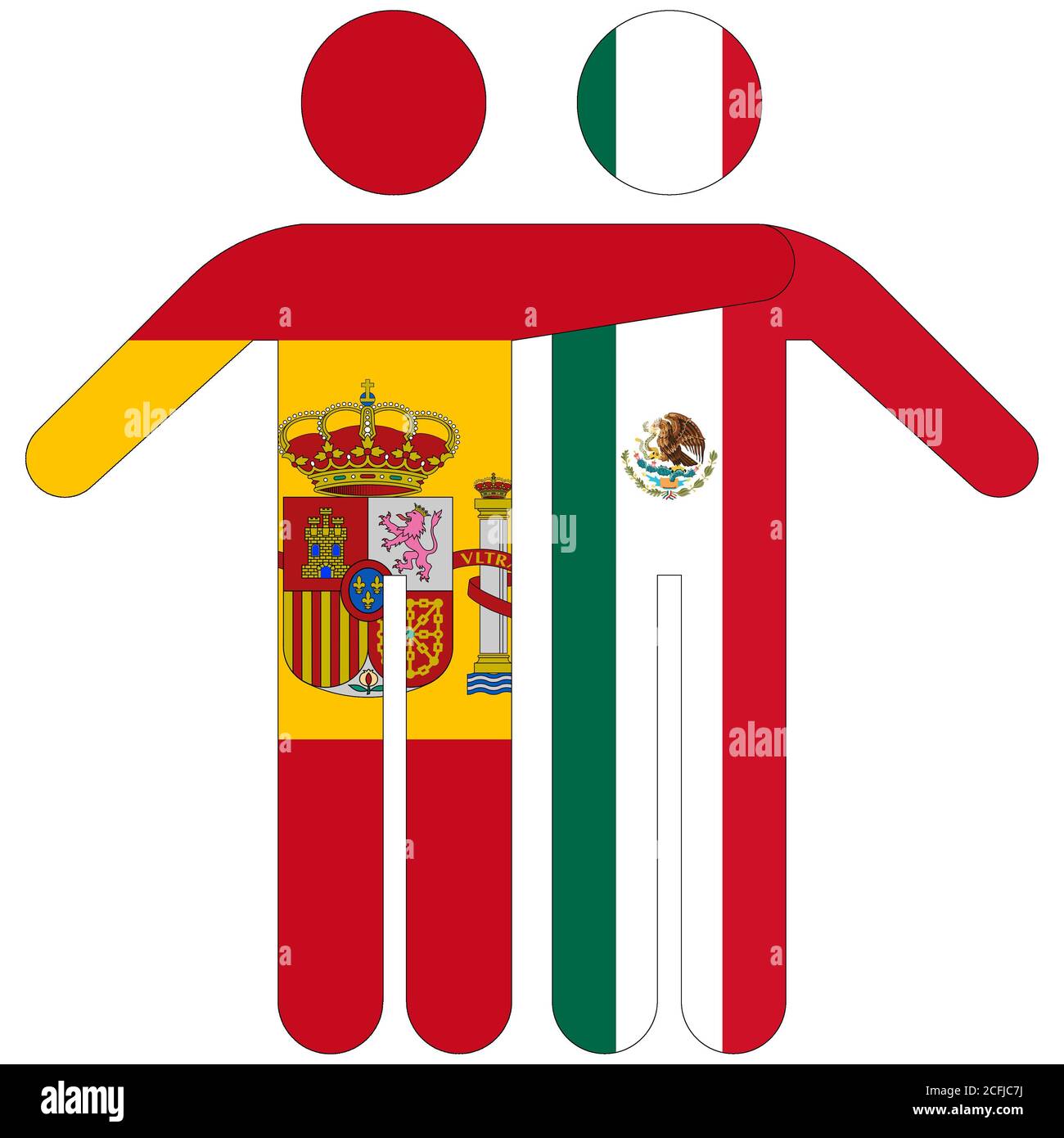 Spain - Mexico / friendship concept on white background Stock Photo