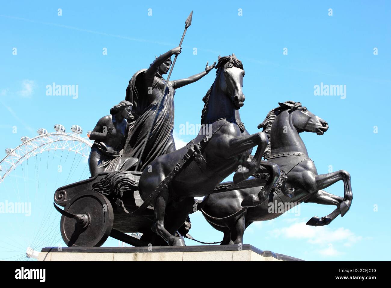 Queen Boudica (Boudicea) statue at Westminster Bridge London England UK  the queen of the ancient Briton Iceni tribe of Norfolk who led an uprising Stock Photo
