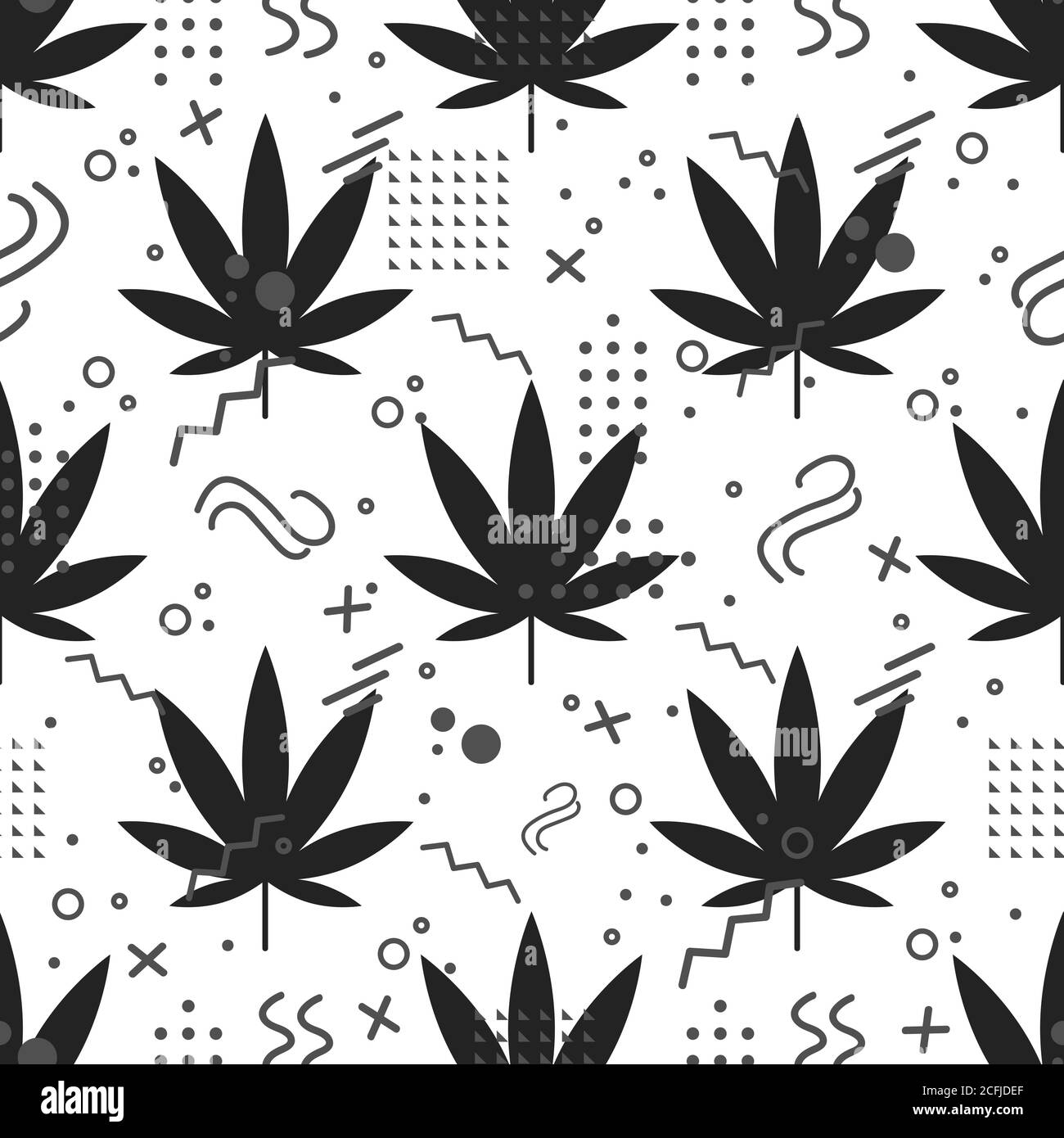 Marijuana or cannabis leaf icon seamless pattern with geometric shapes on  white background. Hemp symbol. Vector Illustration Stock Vector Image & Art  - Alamy