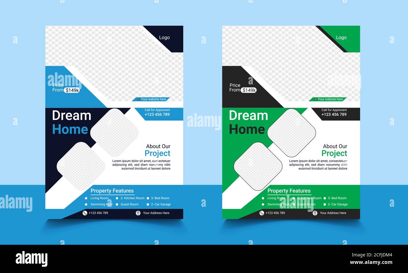 Dream Home Real Estate Flyer Template Design. Stock Vector