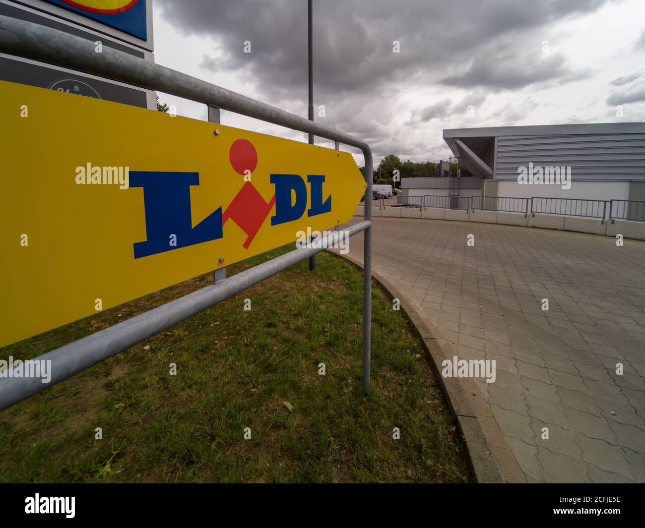 Lidl shop store sign in Germany, Hanover, Germany, 31.8.2020 Lidl is a