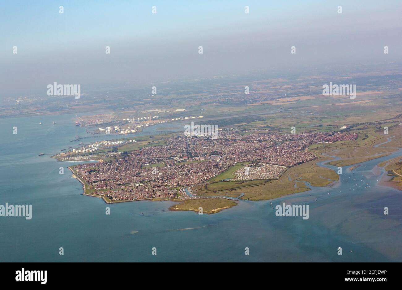 aerial view of  Canvey Island Stock Photo