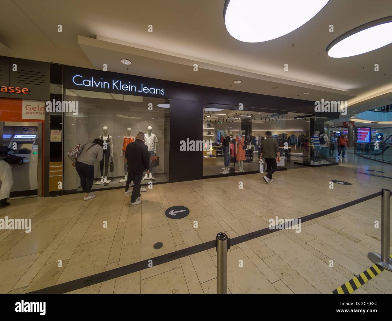 CALVIN KLEIN JEANS shop store front in Mall in Hannover, Germany,   CK is a famous american brand of jeans, shirts and luxury clothing Stock  Photo - Alamy