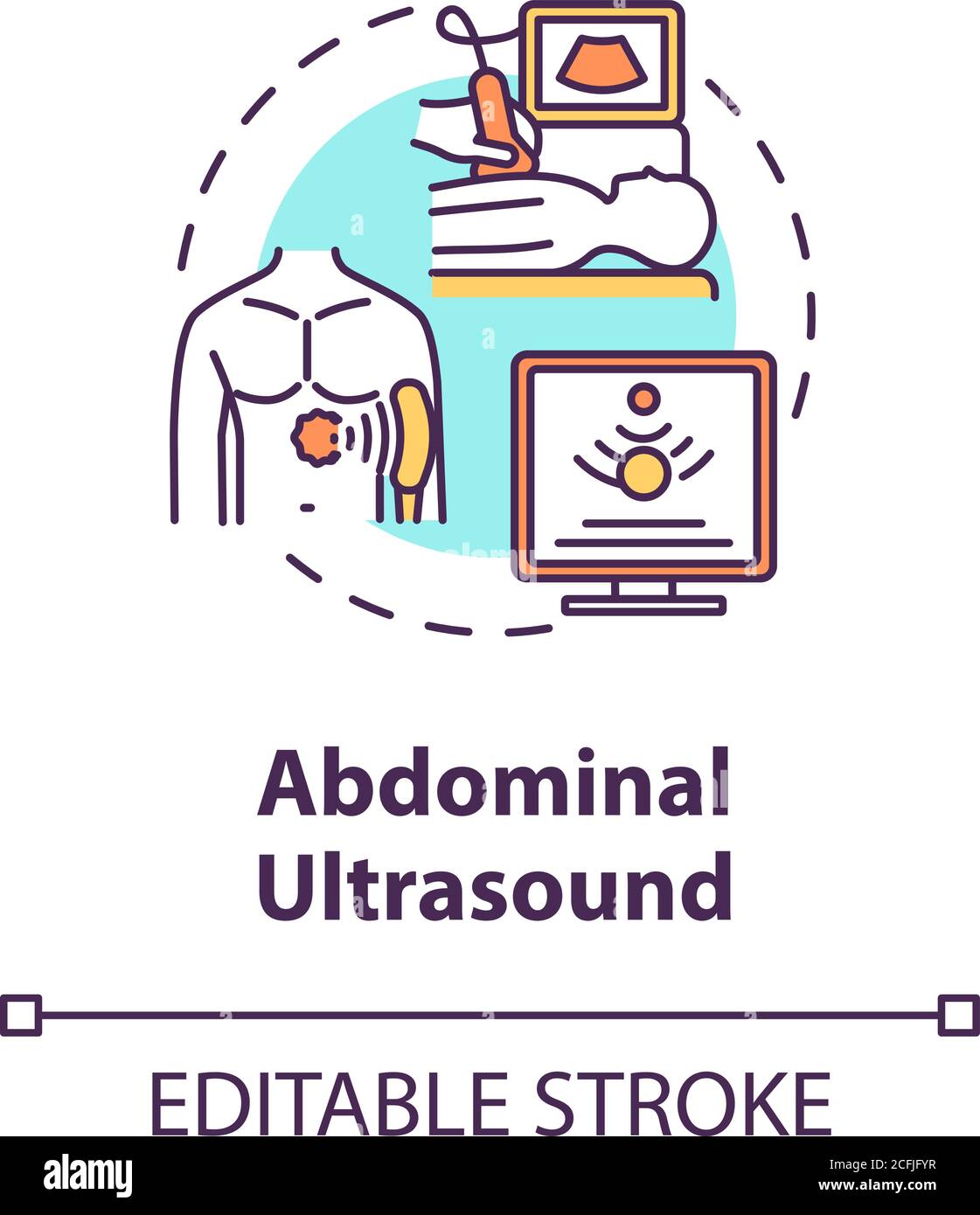 Abdominal ultrasound concept icon Stock Vector