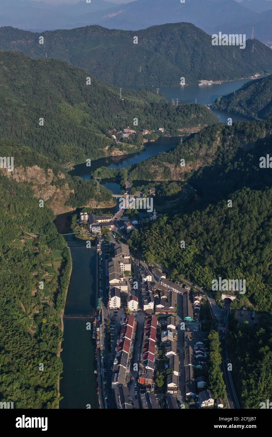 Tonglu. 6th Sep, 2020. Aerial photo taken on Sept. 6, 2020 shows a view of Luci Village at Fuchunjiang Town in Tonglu County, east China's Zhejiang Province. In recent years, the Tonglu County has invested in building a rural slow-paced life experiencing area at Fuchunjiang Town, which is based on the town's some beautiful villages and renowned scenic spots. Credit: Huang Zongzhi/Xinhua/Alamy Live News Stock Photo