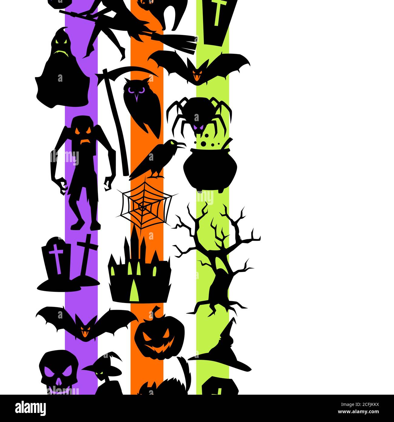 Happy Halloween seamless pattern with celebration items. Stock Vector