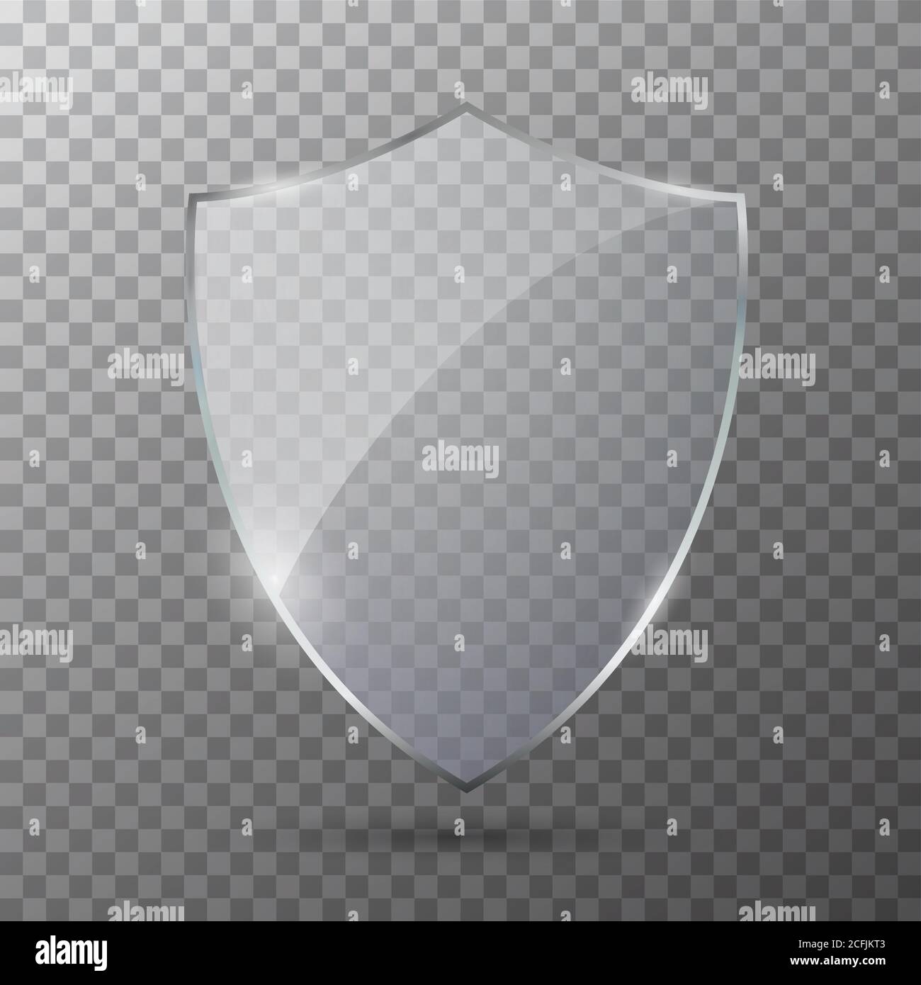 Glass Shield Vector. Safety Glass Badge Icon. Transparent Protection Glass Shield Icon Stock
