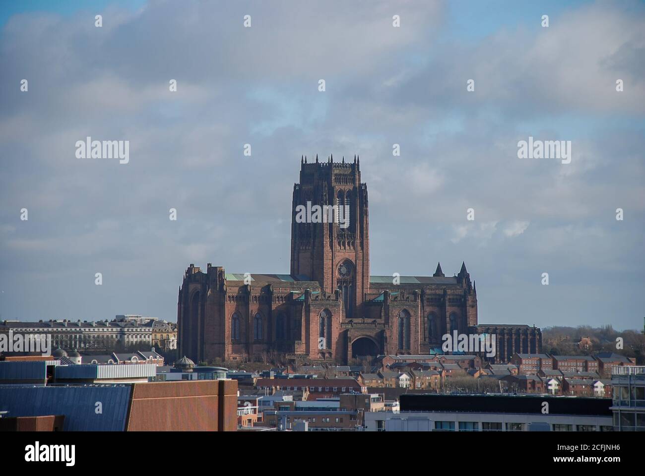 Liverpool Cathedral is built on St James's Mount in Liverpool, UK Stock