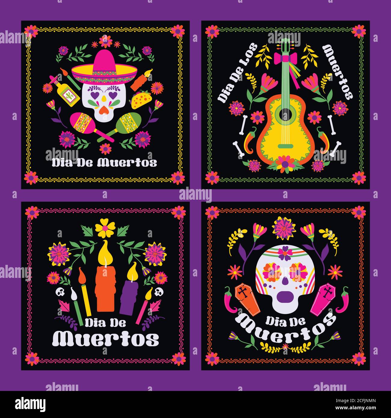 Dias de los Muertos typography banners vector. Mexico design for fiesta