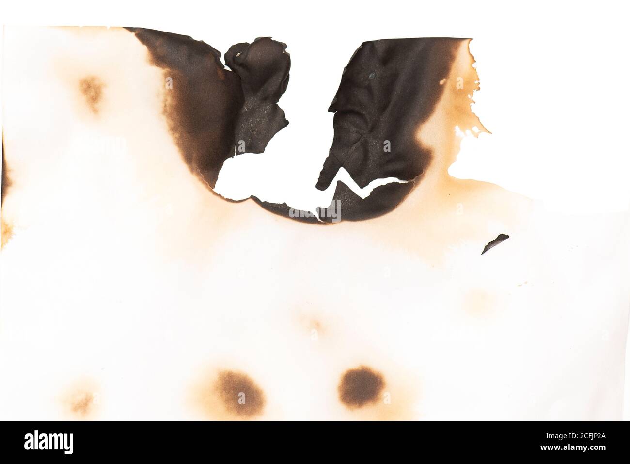 Burned white paper, background, texture Stock Photo