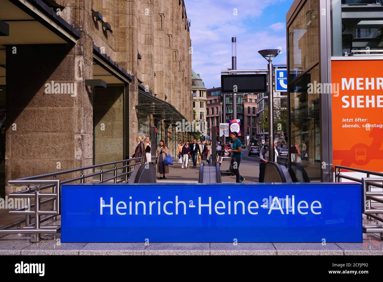 One of the entrances of the underground station Heinrich-Heine-Allee in  downtown Düsseldorf next to the building of the department store Kaufhof  Stock Photo - Alamy