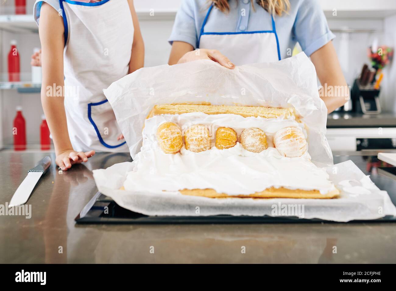 Making biscuit roll Stock Photo