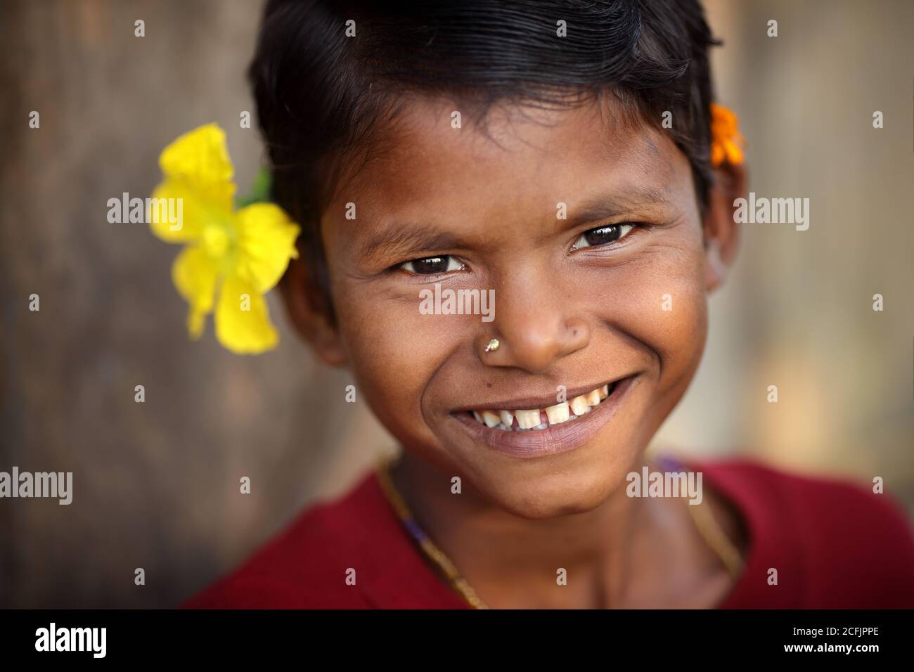 Tribal girl in a rural village in Kanger Valley National Park, Chhattisgarh, India Stock Photo