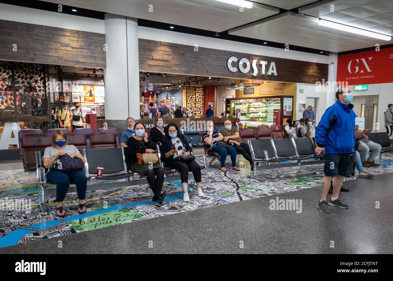 A branch of Costa Coffee in the arrivals lounge of Gatwick airport. Stock Photo