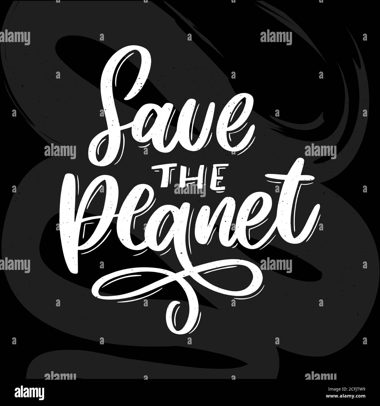 Green save the planet phrase on white background. Typography vector illustration. Lettering business concept. Decoration illustration. Lettering Stock Vector