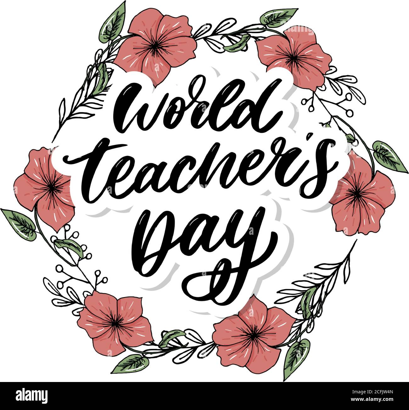 poster for world Teacher's Day lettering calligraphy brush vector ...