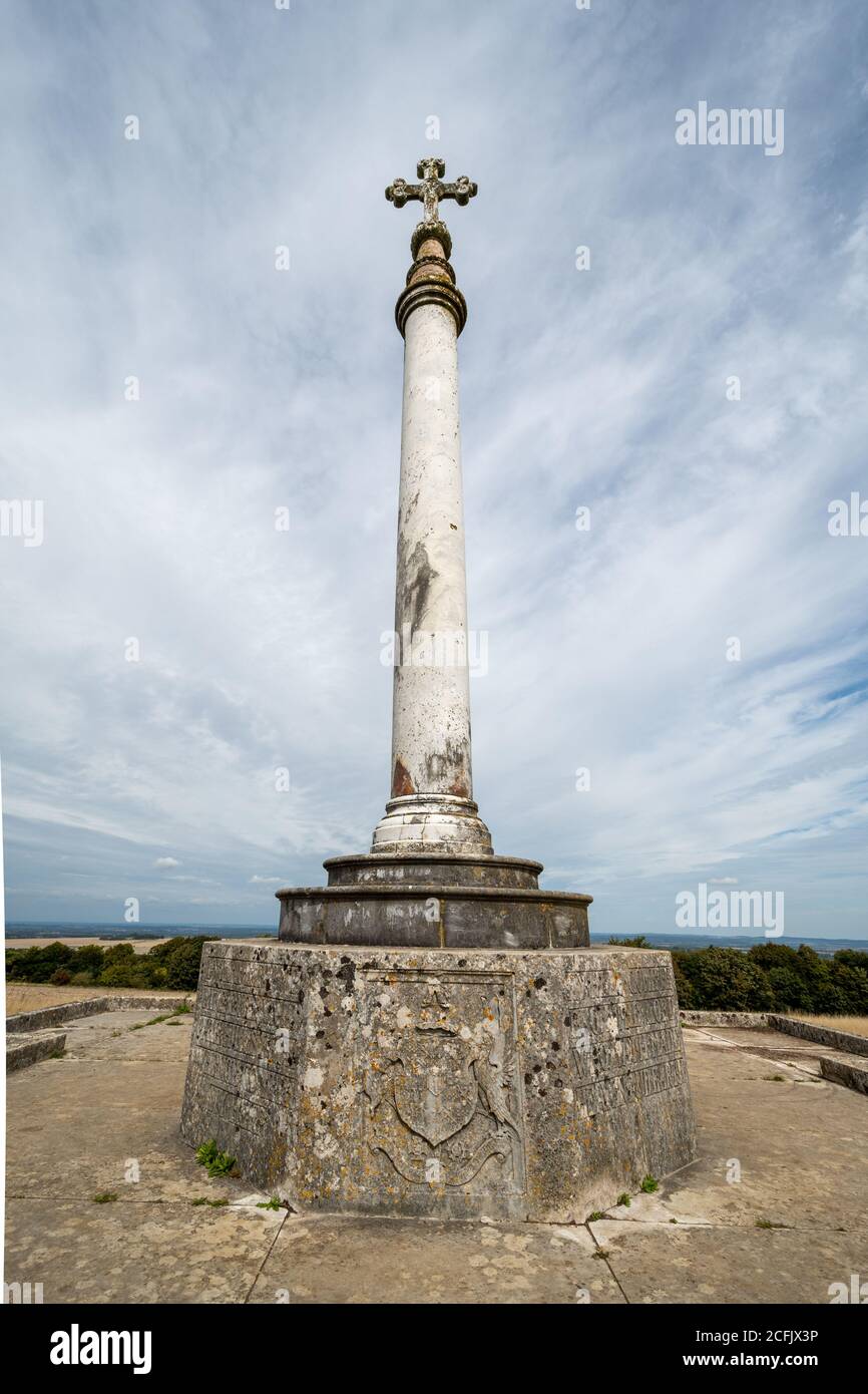 Lord Wantage Monument, a memorial cross to Robert Loyd Lindsey, Lord Wantage, on The Ridgeway Path, a historic National Trail, Oxfordshire, UK Stock Photo