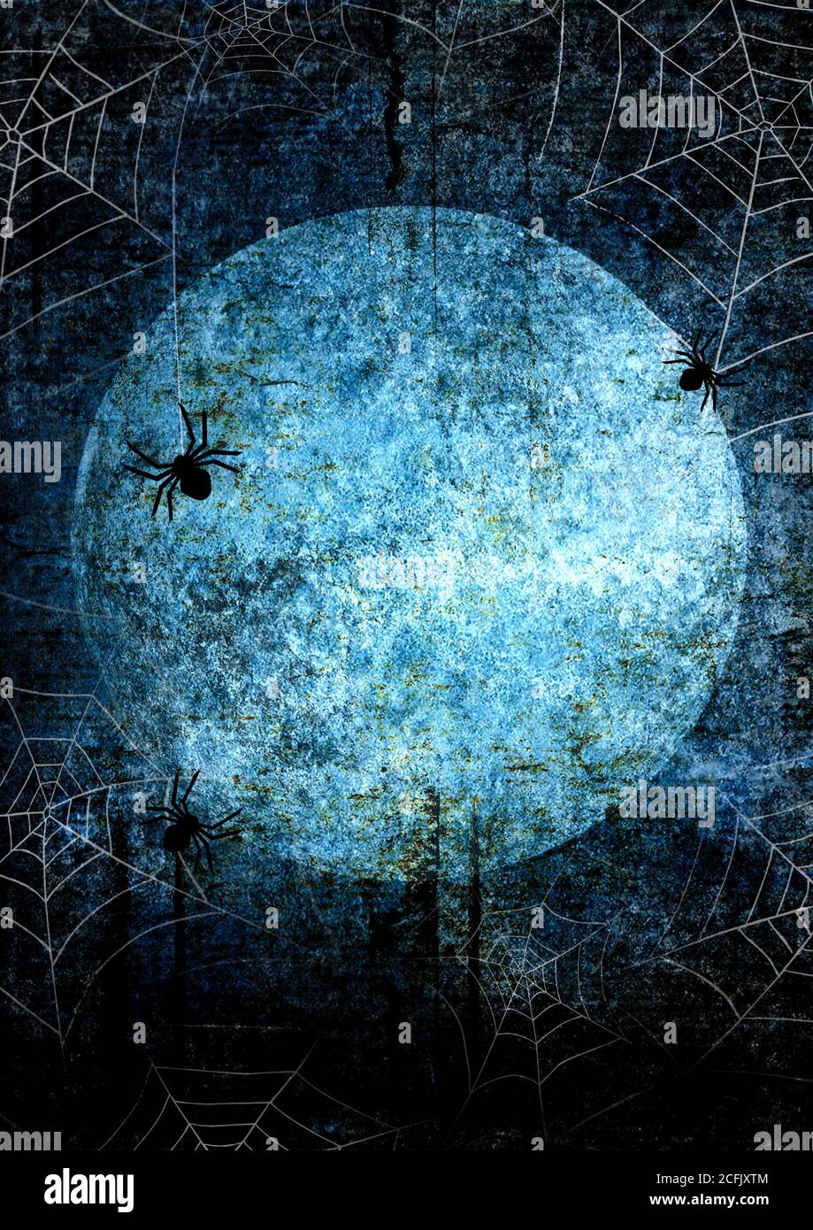 halloween-blue-navy-gray-grunge-background-with-full-moon-silhouettes
