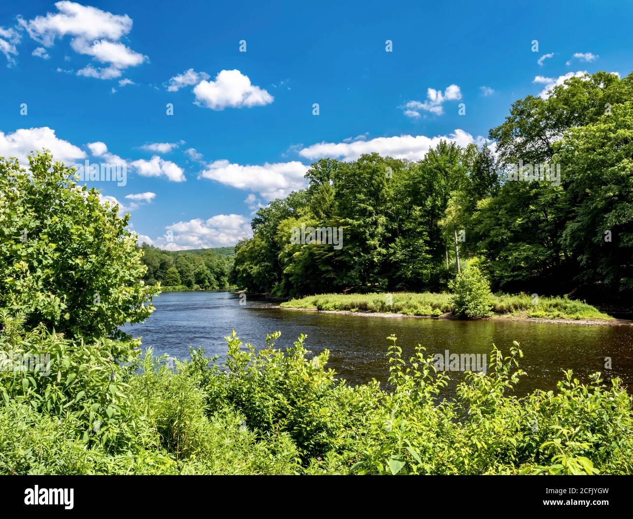 Cooksburg Pa Clarion River in Cooks Forest State Park in Pennsylvania with green ...