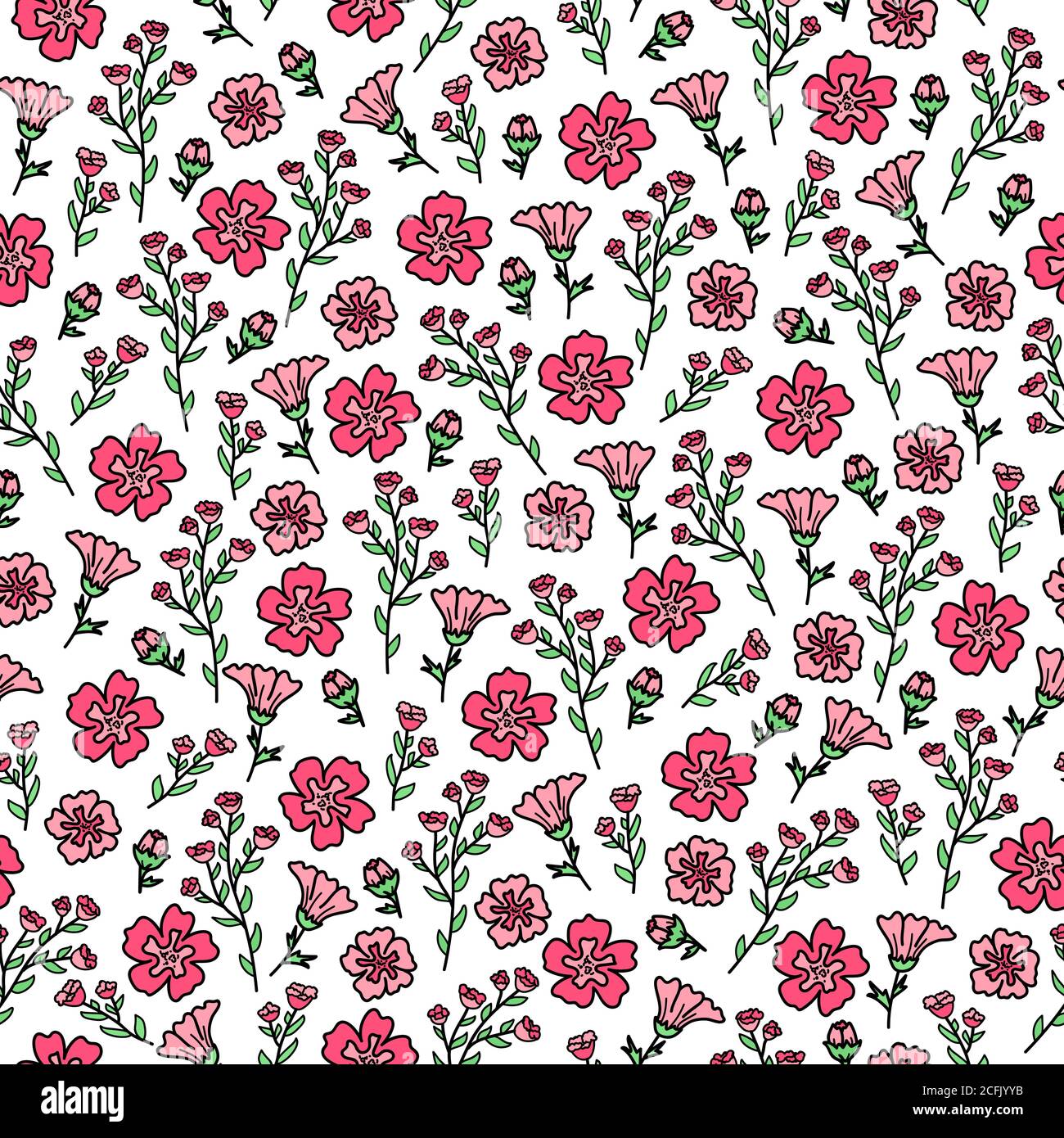 Background with romantic pink flowers. Vector seamless pattern. Stock Vector