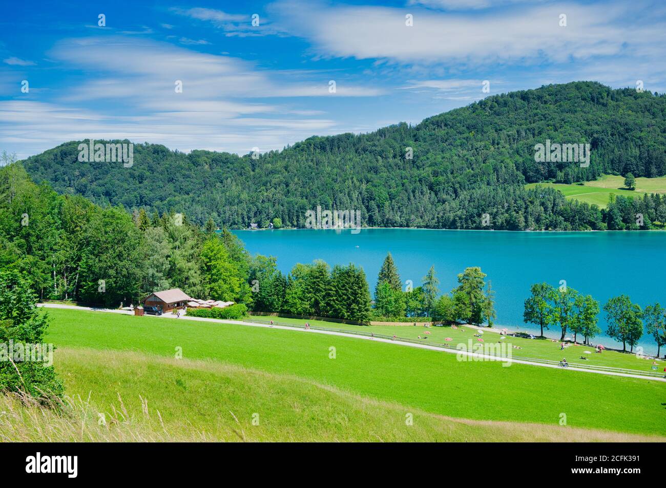 Fuschl am See, Austria - July 09, 2020: the lake Fuschlsee in Austria in the summer Stock Photo