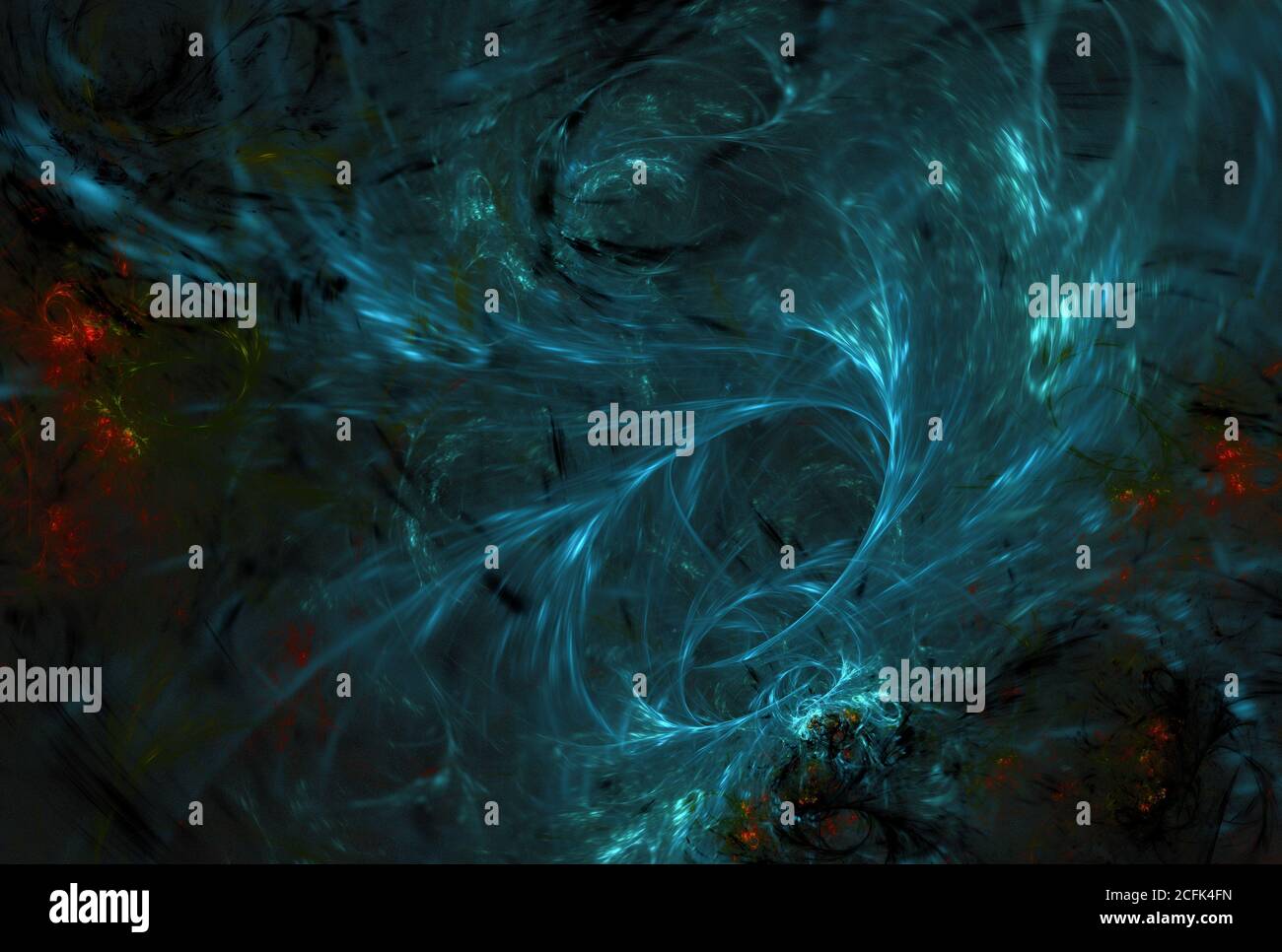 Abstract turquoise on dark computer generated fractal background Stock Photo