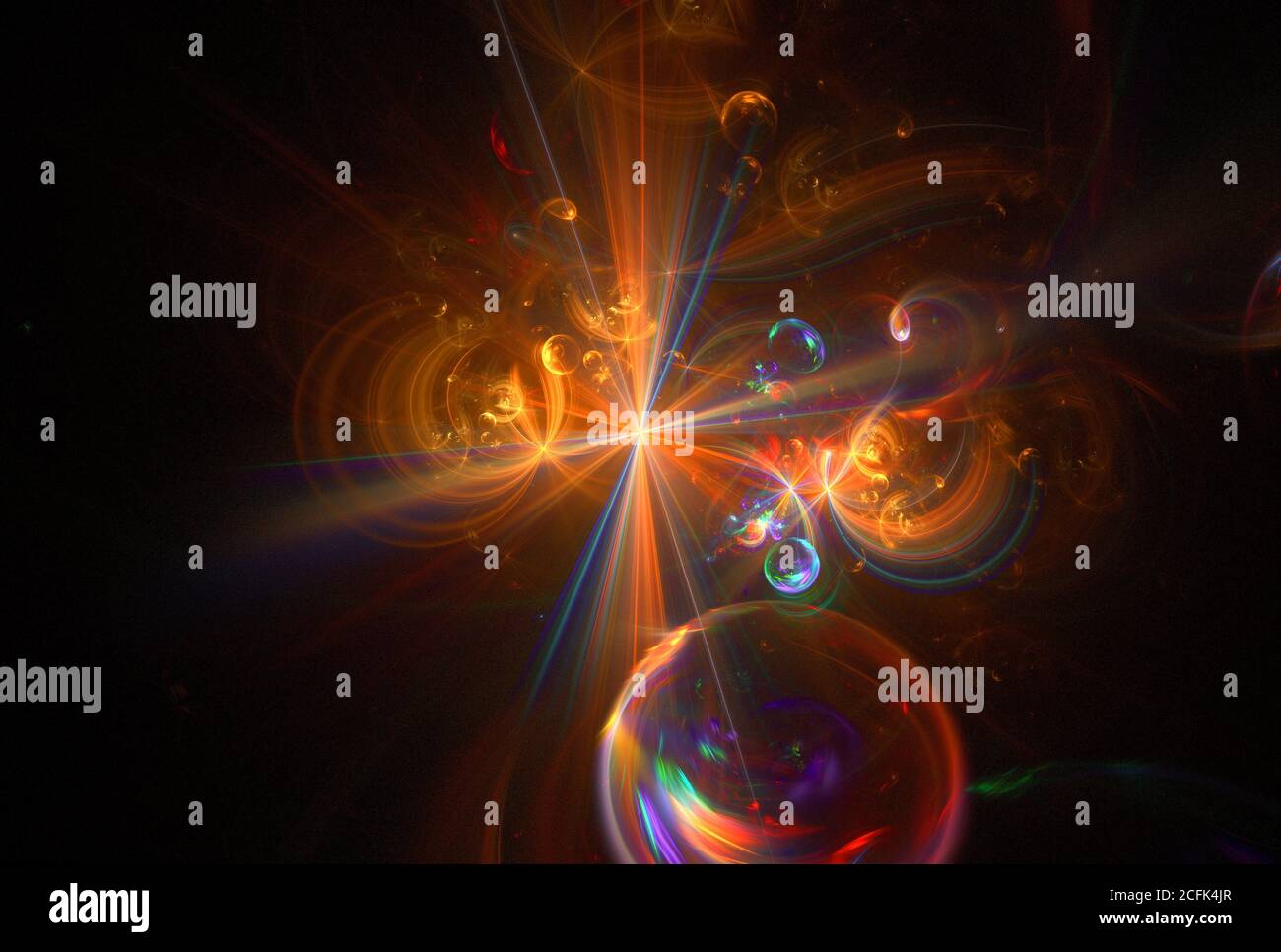 Abstract multi-colored bright computer generated fractal cosmos background Stock Photo