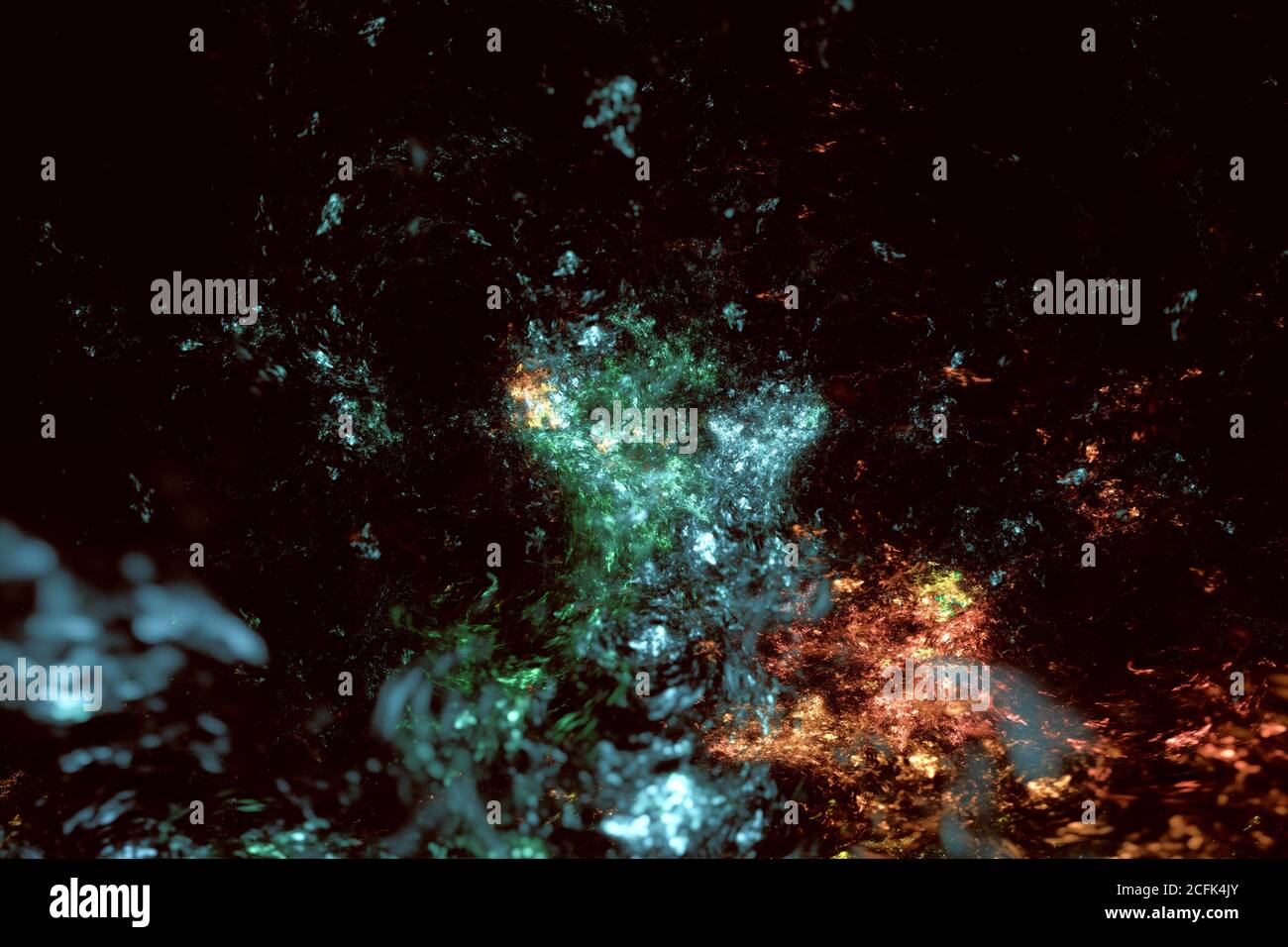 Abstract multi-colored blurred fractal on dark background Stock Photo