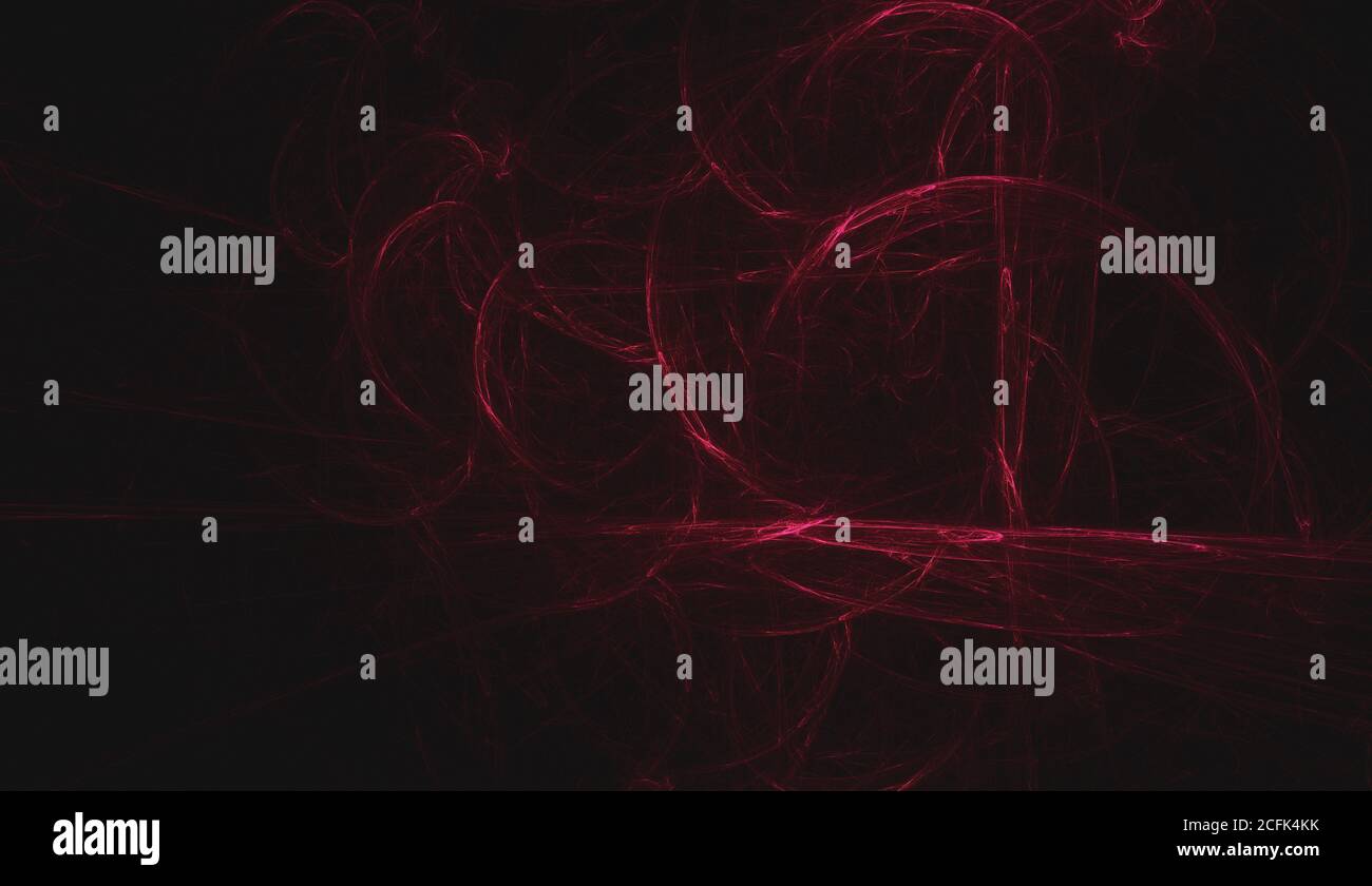 Abstract computer generated fractal. Red lines over dark background Stock Photo