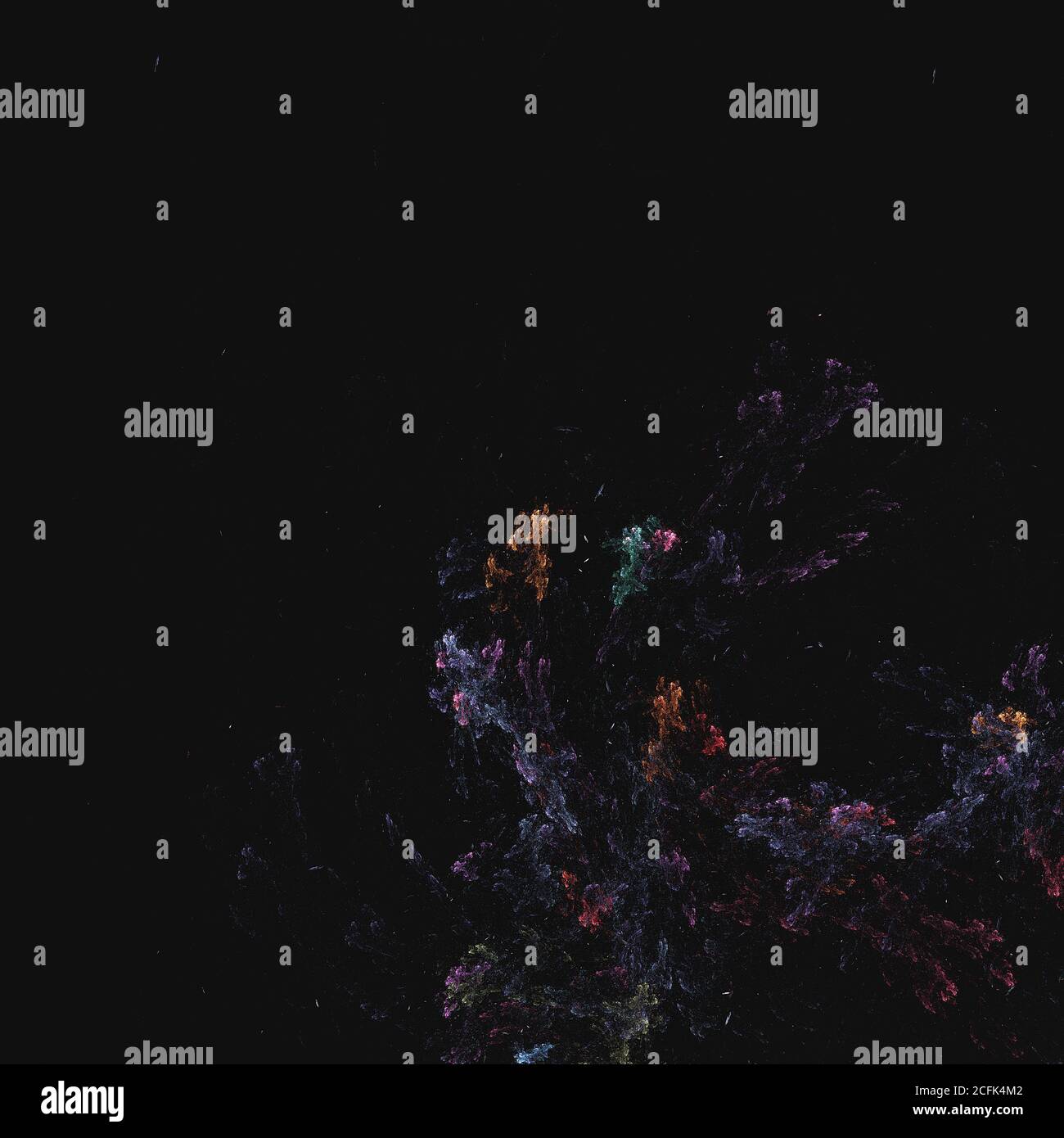 Abstract multi-colored blurred fractal on dark background Stock Photo