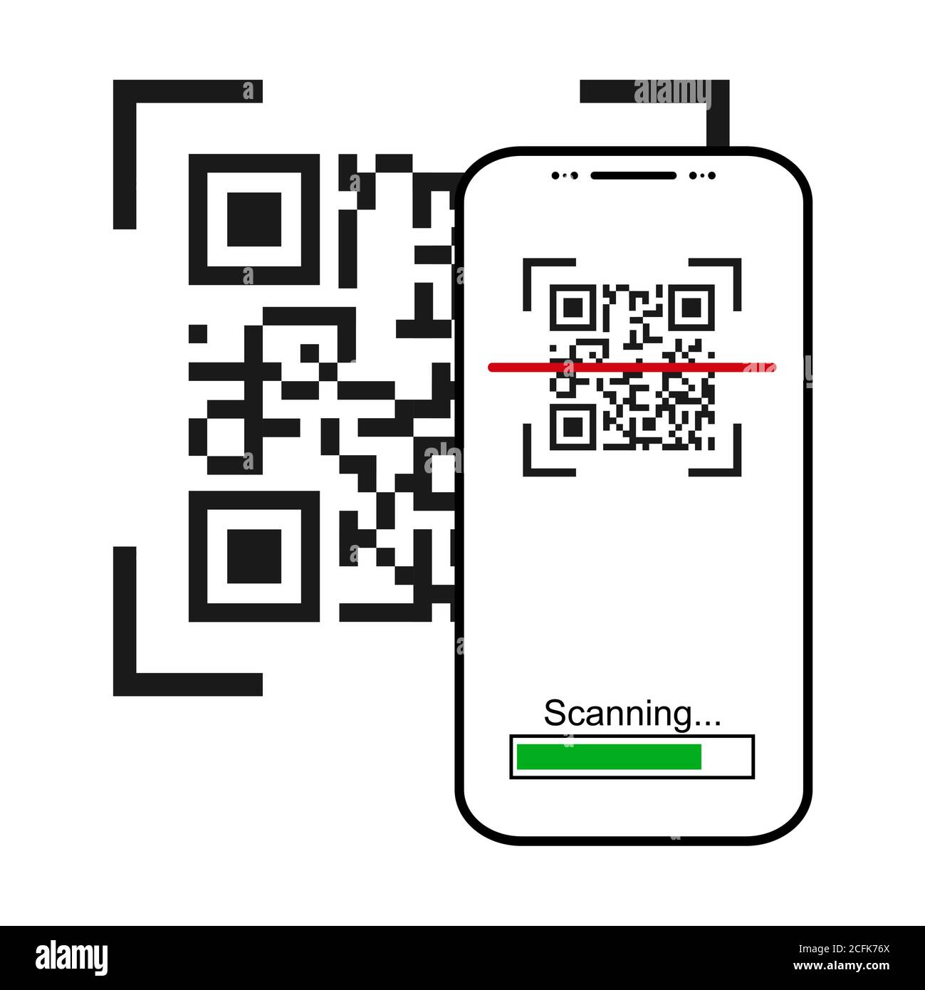 Mobil scan flat icon isolated on white background. QR code reader vector illustration . Stock Vector